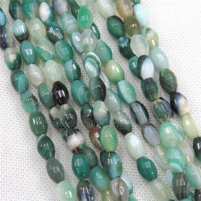 green Agate beads, faceted barrel