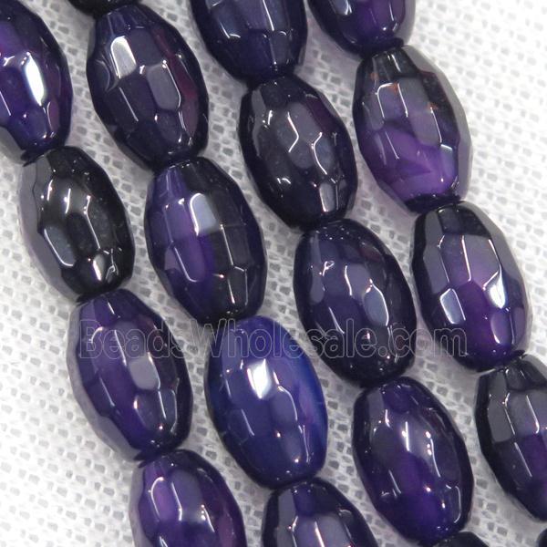 purple Agate beads, faceted barrel