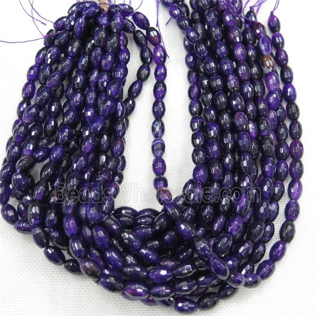 purple Agate beads, faceted barrel