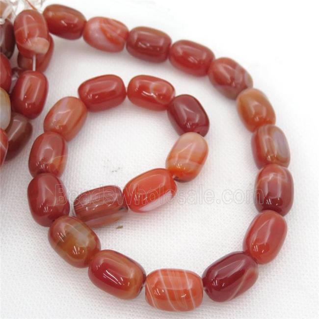 red Carnelian Agate barrel beads