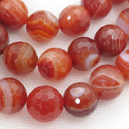 natural red Carnelian Agate beads, sardonyx, faceted round