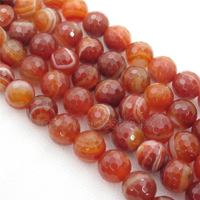 natural red Carnelian Agate beads, sardonyx, faceted round