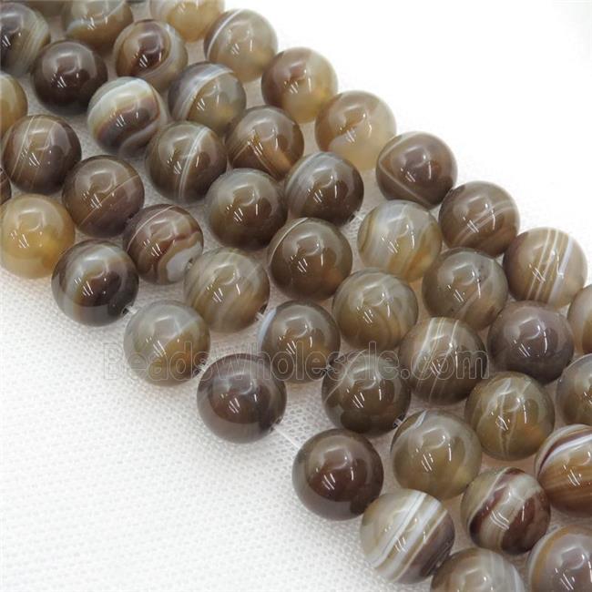 coffee stripe Agate beads, round