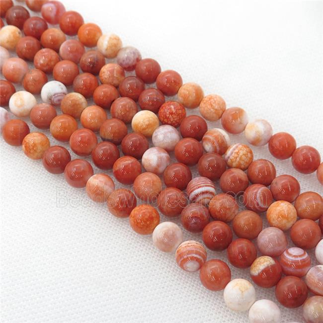 red fired Agate beads, round