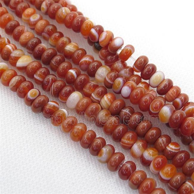 red striped agate rondelle beads