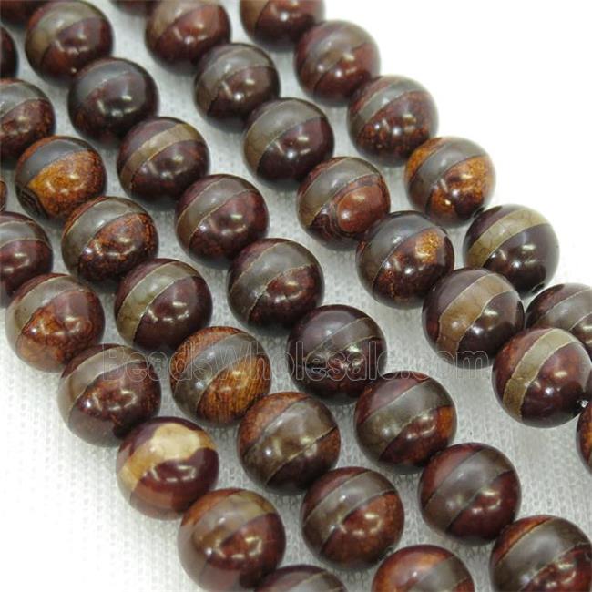 round Tibetan Agate Beads, darkred