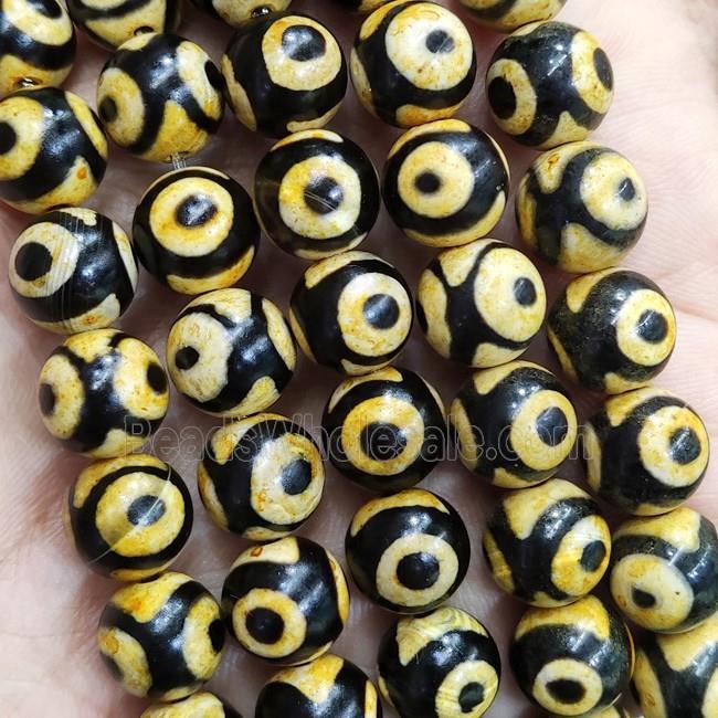 round Tibetan Agate Beads, yellow eye