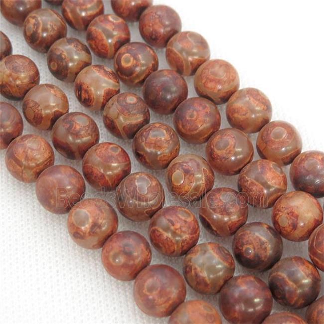 round Tibetan Agate Beads, red eye