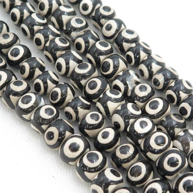 black white Tibetan Agate Beads, rondelle, eye