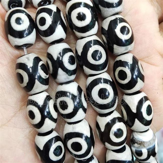white black Tibetan Agate barrel Beads