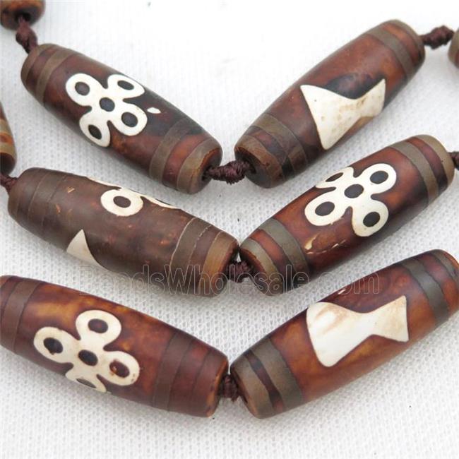 matte Tibetan Agate rice beads