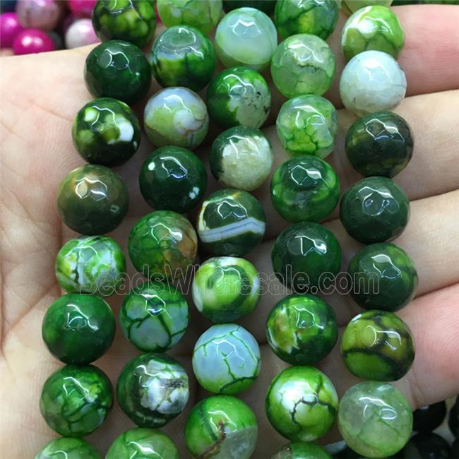 green dragonVeins Agate Beads, faceted round