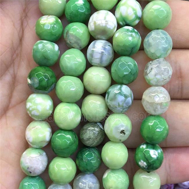 appleGreen dragonVeins Agate Beads, faceted round