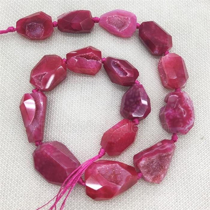 red Agate Geode Druzy Beads, freeform