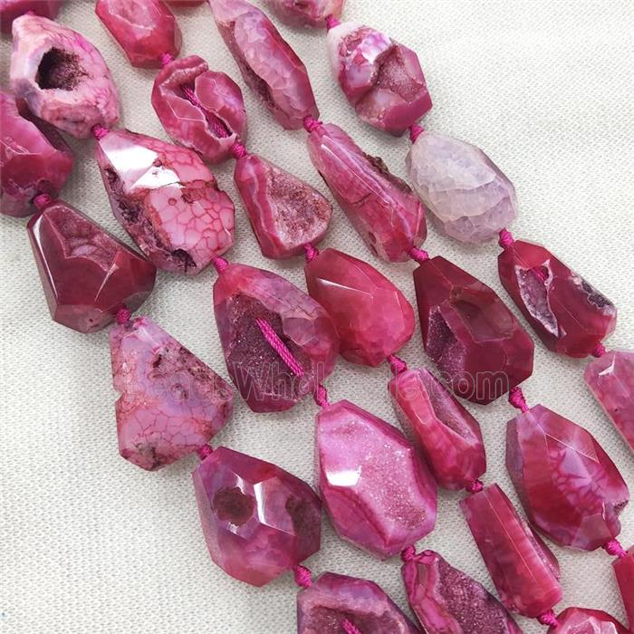 red Agate Geode Druzy Beads, freeform