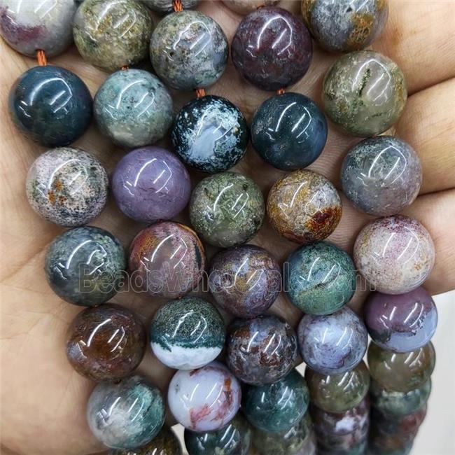 Natural Ocean Agate Beads Multicolor Smooth Round