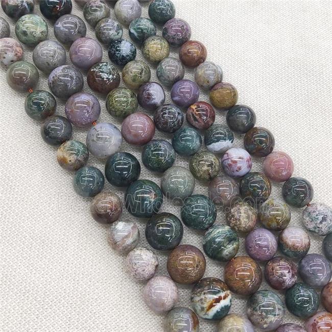 Natural Ocean Agate Beads Multicolor Smooth Round
