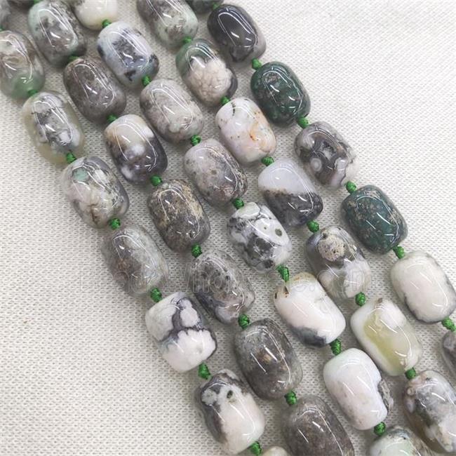 green Cherry Montana Agate barrel Beads