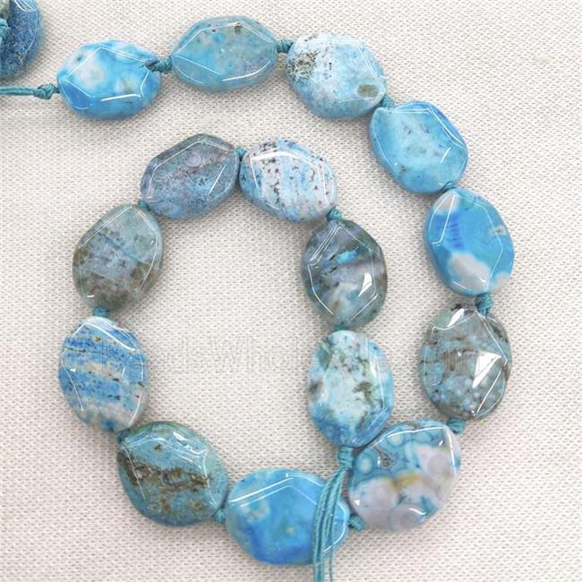 blue Ocean Agate slice beads, faceted