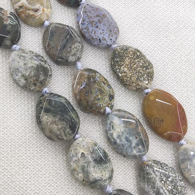 natural Ocean Agate slice beads, faceted