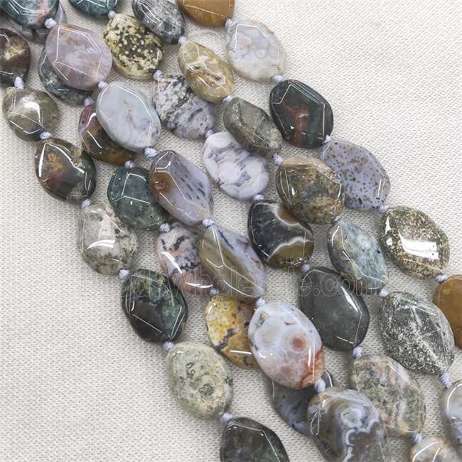 natural Ocean Agate slice beads, faceted