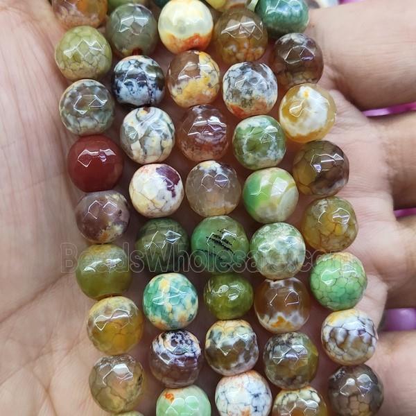faceted round Fire Agate Beads, green