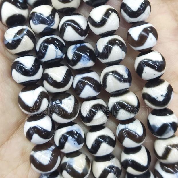 round Tibetan Dzi Agate Beads, wave