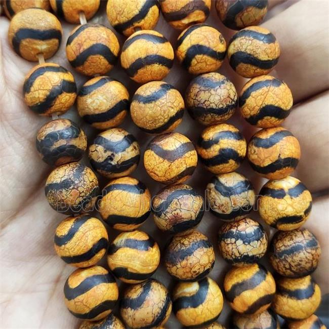 round Tibetan Agate beads, yellow, wave