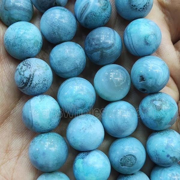 round Agate Beads, blue dye