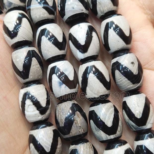 Tibetan Agate barrel Beads wave