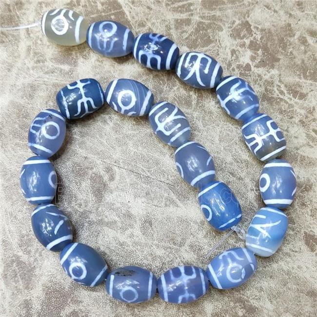 Blue Tibetan Agate Barrel Beads