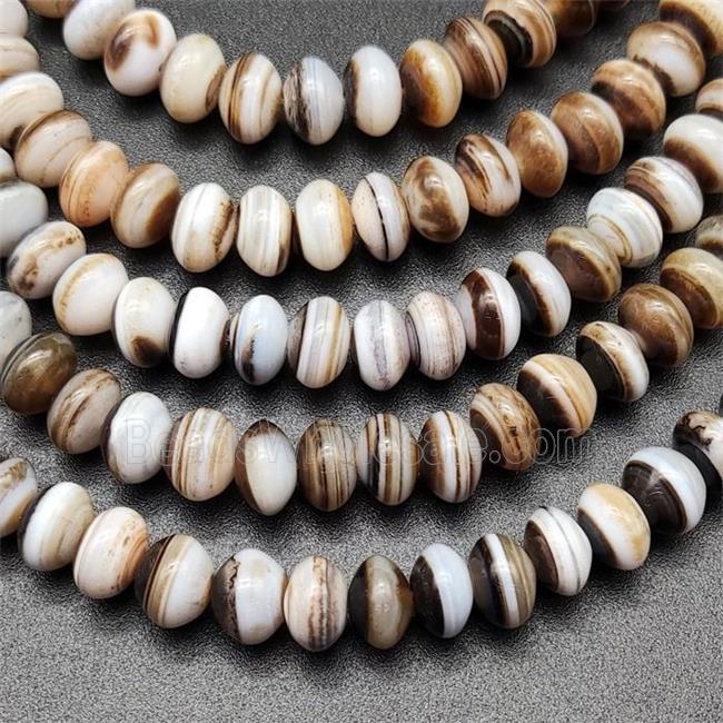 Coffee Striped Agate Beads Smooth Rondelle Natural Color