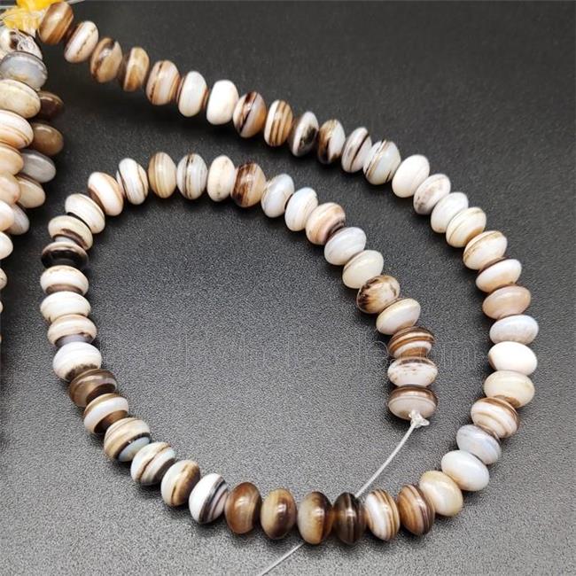 Coffee Striped Agate Beads Smooth Rondelle Natural Color
