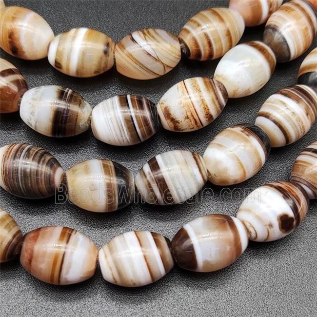 Coffee Striped Agate Barrel Beads Natural Color