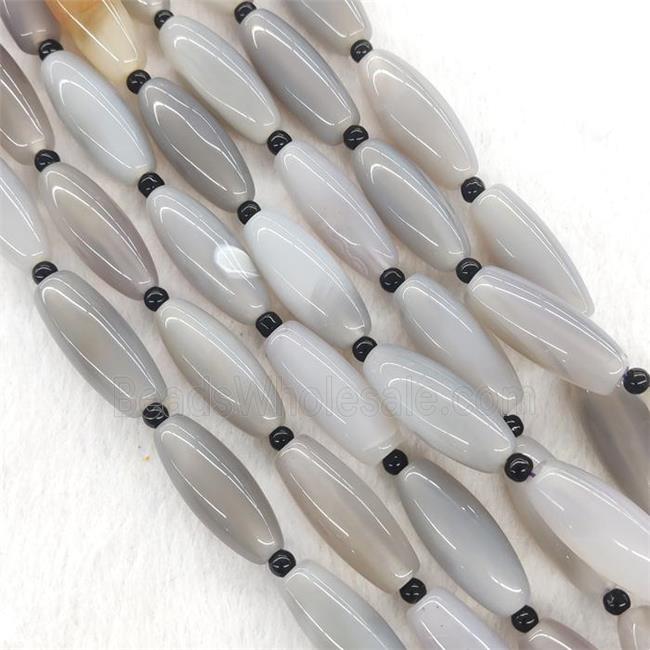 Natural Gray Agate Rice Beads Smooth