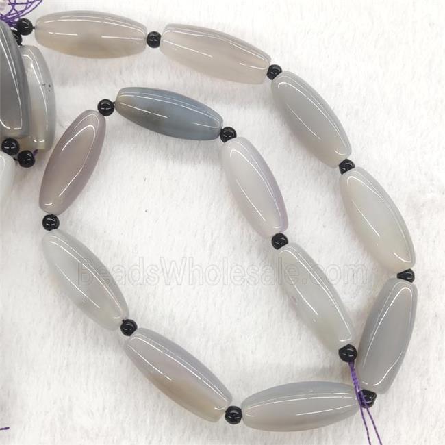 Natural Gray Agate Rice Beads Smooth