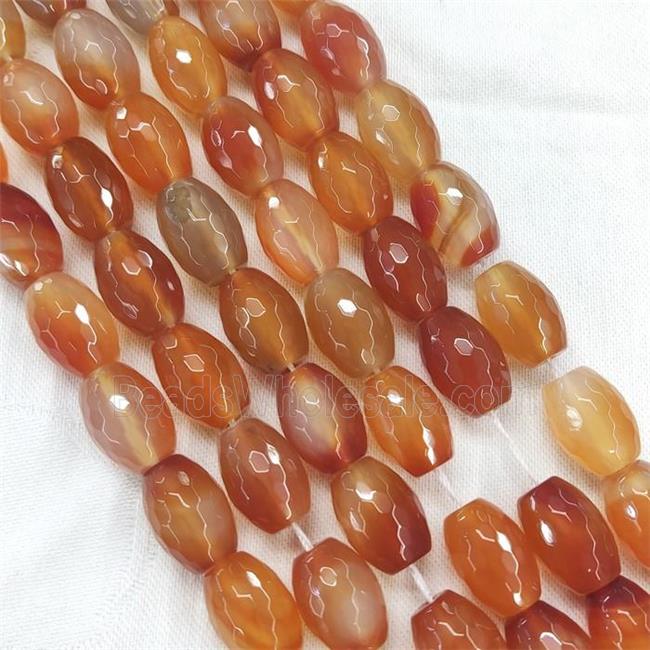 Natural Red Carnelian Beads Faceted Barrel