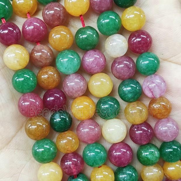 Quartzite Jade Beads Smooth Round Mixed Color