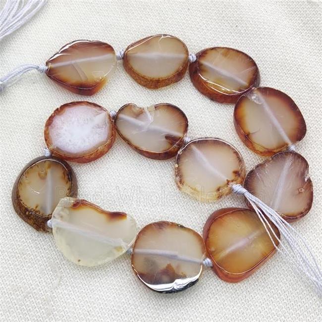 Natural Agate Slice Beads Blue White