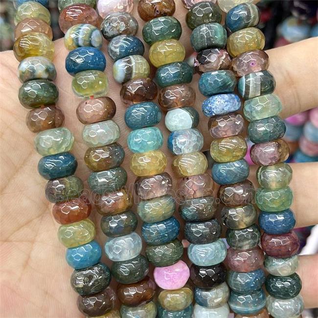 Natural Agate Rondelle Beads Dye Faceted Multicolor