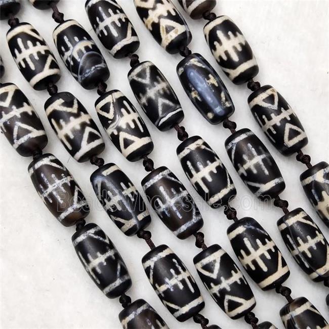 Tibetan DZi Agate Beads Barrel Matte