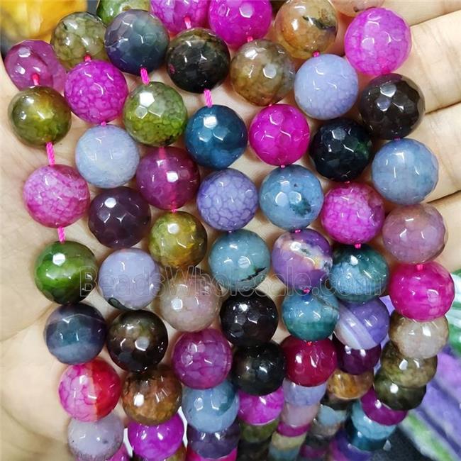 Natural Agate Beads Faceted Round Mix Color Dye B-Grade