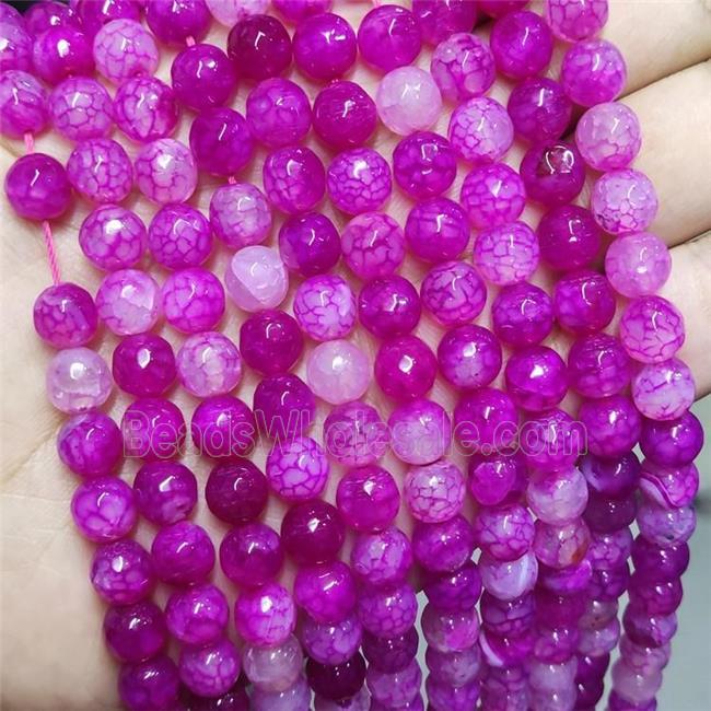 Hotpink Agate Beads Faceted Round Dye