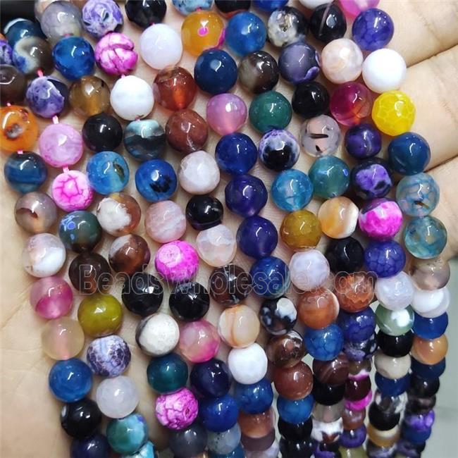 Mix Color Agate Beads Faceted Round Dye