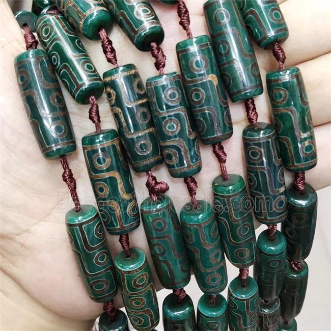 Green Tibetan Agate Rice Beads Evil Eye