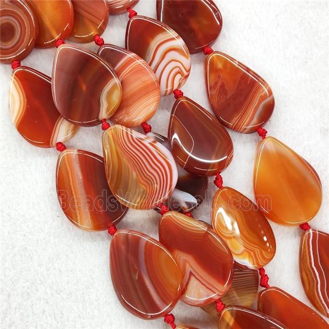 Red Stripe Agate Beads Teardrop