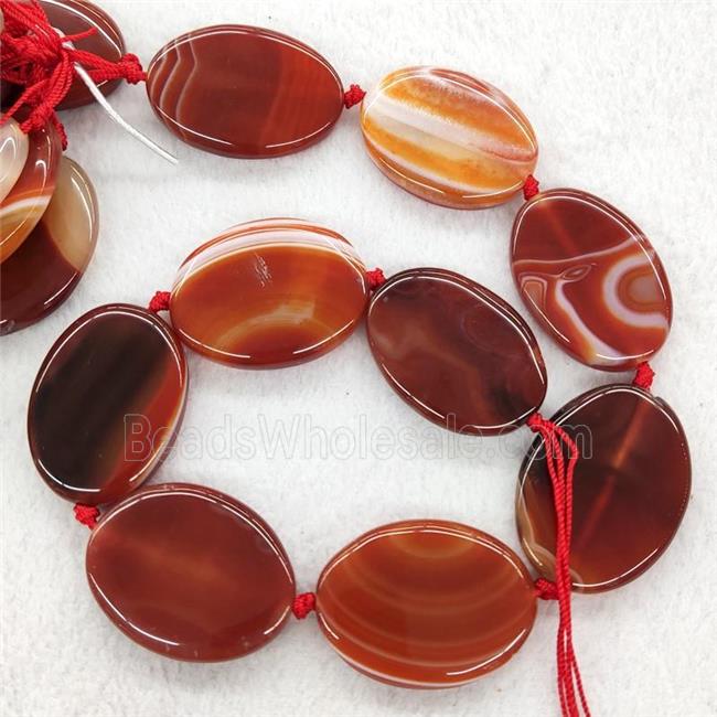 Red Stripe Agate Oval Beads