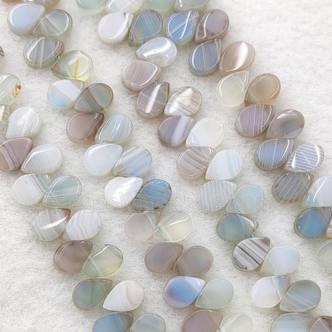 Gray Stripe Agate Teardrop Beads Topdrilled