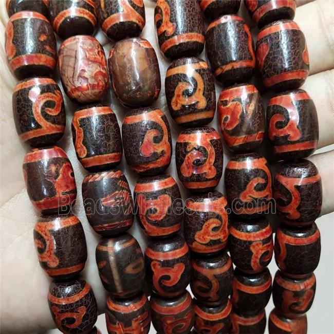 Tibetan Agate Barrel Beads Red