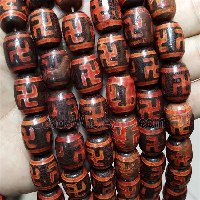 Tibetan Agate Barrel Beads Buddist Red